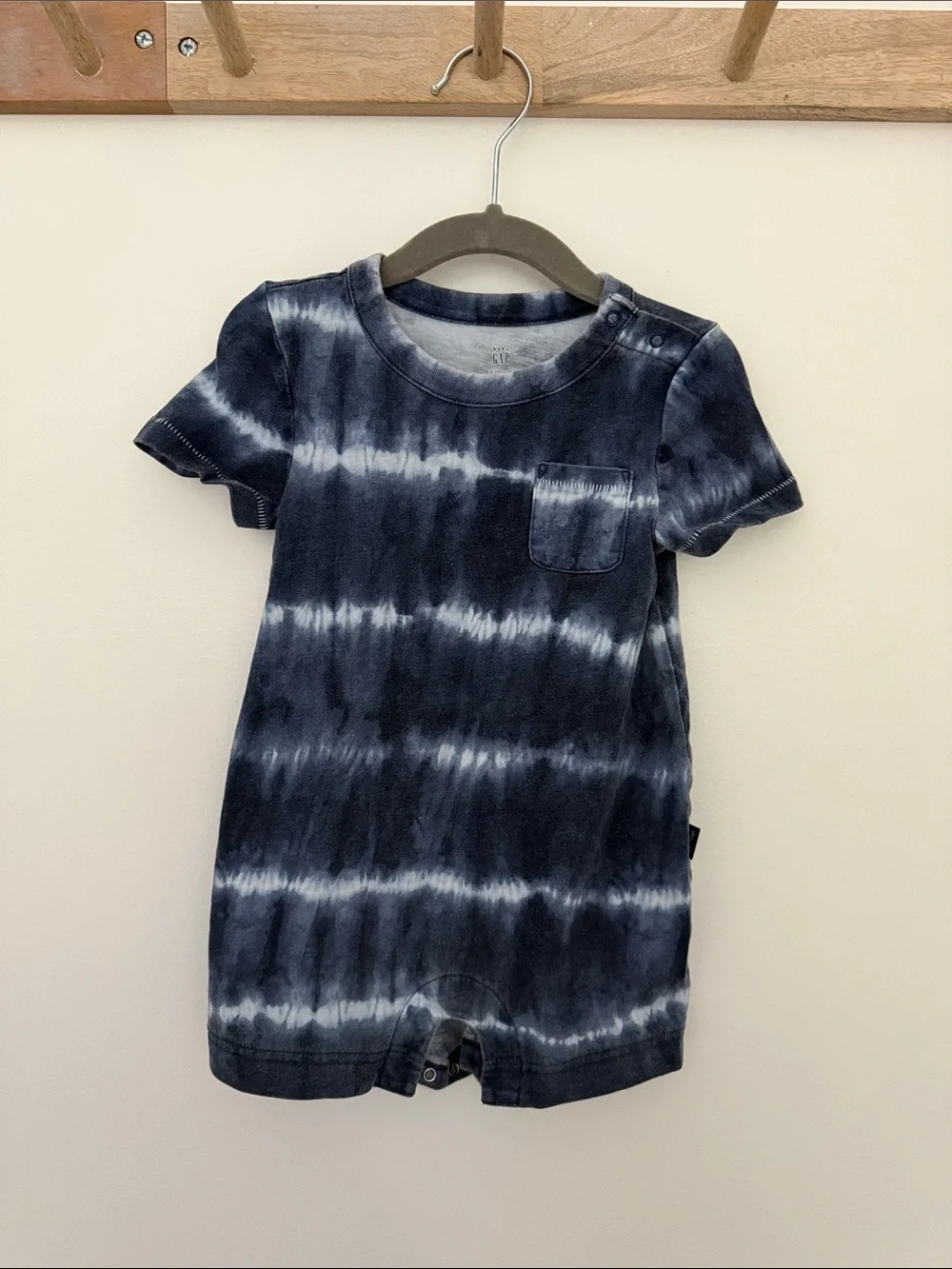 GAP Baby Gap Navy and White Tie-Dye Romper